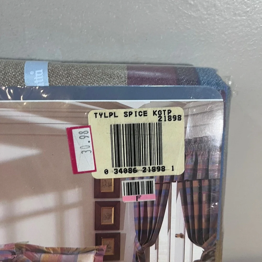 Vtg Wamsutta Supercale Plus King Flat Sheet Tyler Plaid Spice 200TC Made in USA